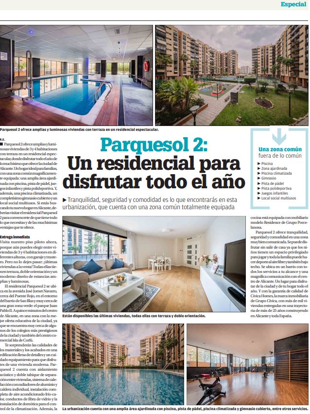 Residencial Parquesol 2 en el Diario Información